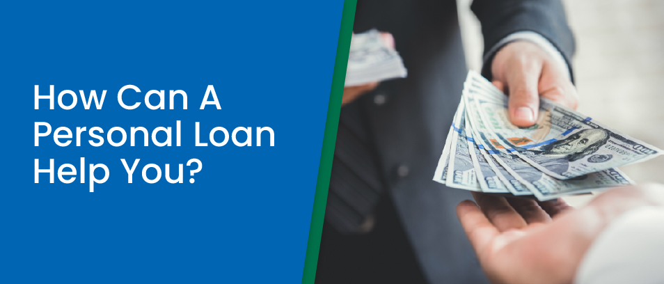 How Can A Personal Loan Help You? Image of a man in a suit handing money to another person